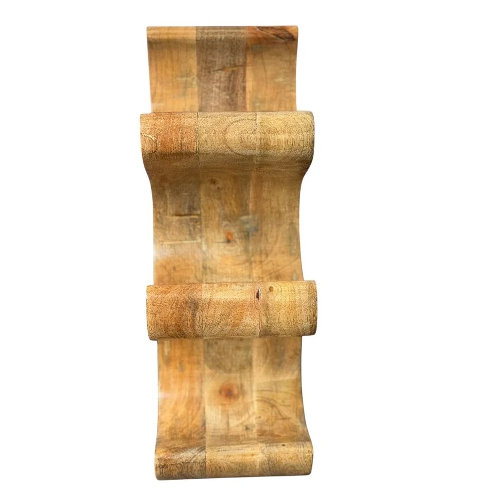 Solid Wood 6 Bottle Wine Rack Sculptural Freeform Countertop Holder Rustic